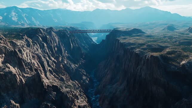 Stunning aerial view of royal gorge bridge above deep canyon picture