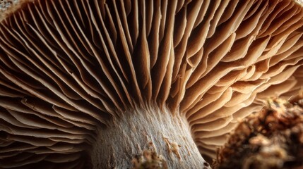 Mushroom gill structure closeup