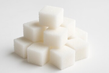 White Sugar Cubes Isolated on White Background