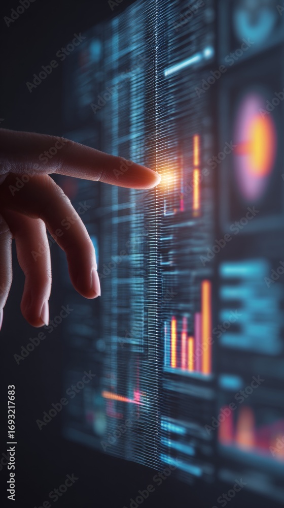 Fototapete the confluence of data and design: a journey through digital ui. intelligent network. futuristic big