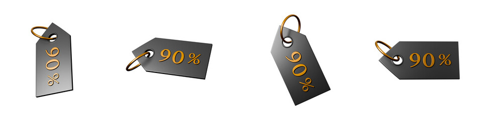90% discount sale tag label icon for promotions 3d render
