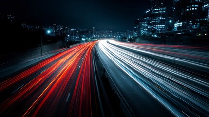 Fototapeta premium Night city expressway lights trails