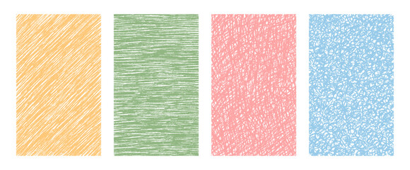 Pastel chalk rectangle box abstract set with organic scribble pattern. Background texture uses sketch and colorful graphic with text style. Modern template concept for creative decor and print.