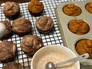 Baking Pumpkin Muffins and Adding Sugar