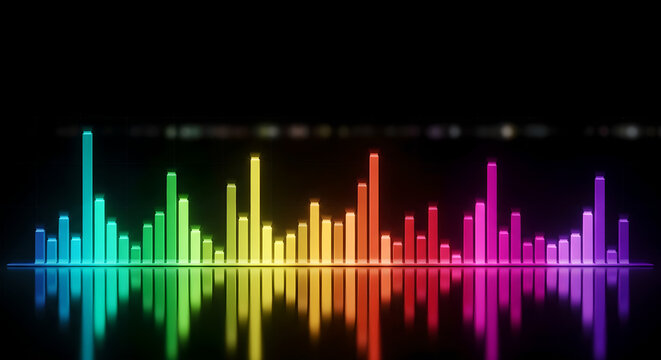 3D Music Equalizer Bars Rainbow Gradient Reflection