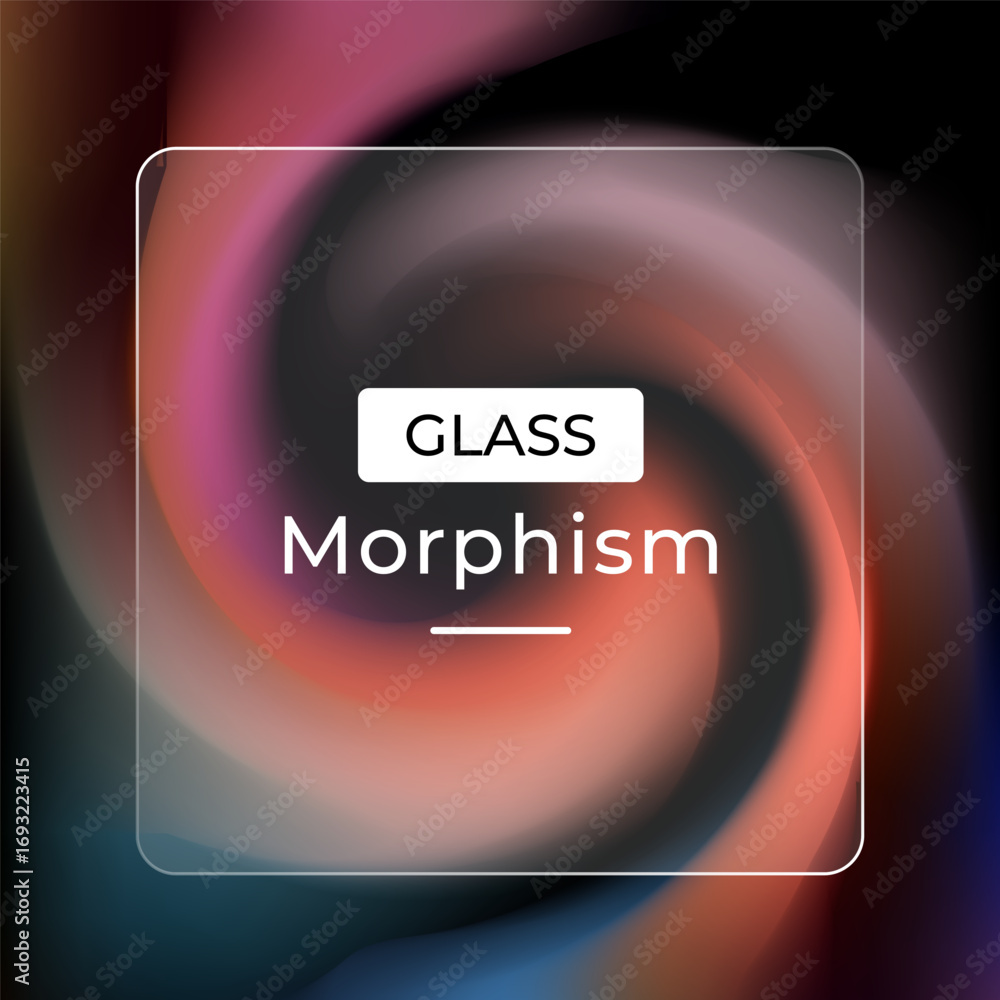Poster abstract glass morphism background swirling color gradient