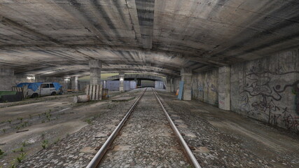 Obraz premium 車両基地 3DCGレンダリング