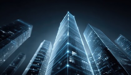 Futuristic Cityscape, Modern Architecture, High-Rise Buildings