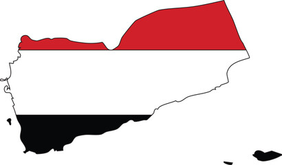 Yemen Map With Flag Fill Editable