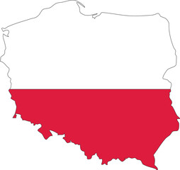 Poland Map With Flag Fill Editable