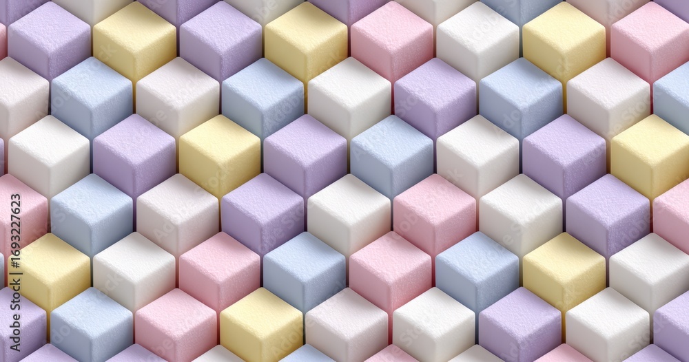 Poster Colorful pattern of blocks is displayed in a row. The blocks are of different colors and sizes