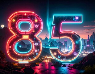 Futuristic cityscape with glowing numbers (1)