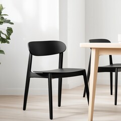 Minimalist Black Chair at Dining Table, Scandinavian , Furniture