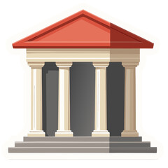 Fototapeta premium Vector art of a classical building with grand columns and a pediment, representing institutional authority, law, finance, and education concepts