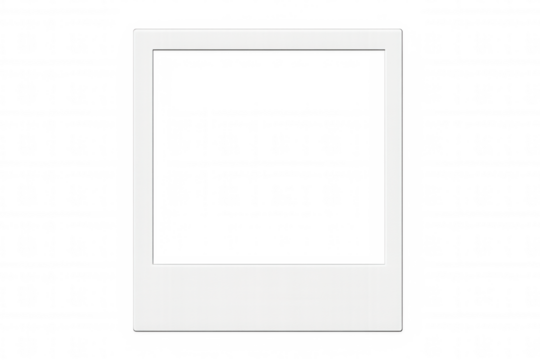 Classic white instant photo frame isolated on a transparent background, ready for your designs