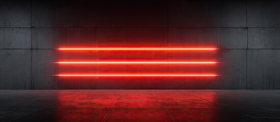 Red Neon Lights in a Dark Concrete Room