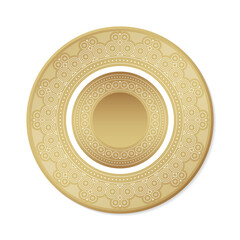 Ornamental Golden Circle with Intricate Patterned Border and Interior Ring