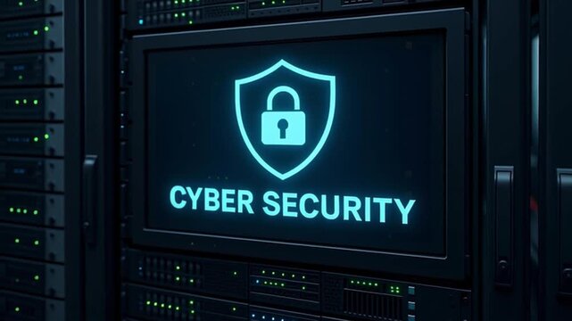 A visual representation of cyber security protection on a server.  - Powered by Adobe