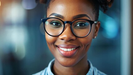 Radiant Confidence: A close-up shot of a smiling woman, radiating joy and embodying the spirit of female empowerment. This image of a lady is ideal for content related to self-care, lifestyle, beauty.