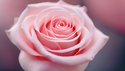 Close Up Of A Soft Light Pink Rose Blossom In Delicate Detail
