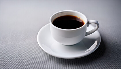 Aromatic Black Coffee In White Cup And Saucer Simple Minimalist Still Life