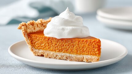 Pumpkin Pie Slice with Whipped Cream - Dessert Image