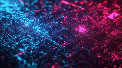 Abstract Tech Grid: Cyberpunk, Data, Network Visual