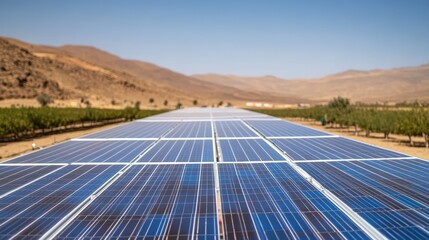 Solar Panels Field: Renewable Energy, Clean Power Source