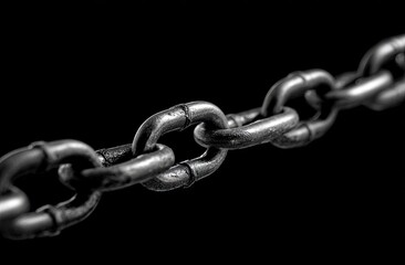 Close-up of a metal chain against black