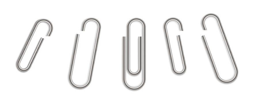 Paper clip. Vector realistic metal paper clip illustration. Realistic paper clip illustration