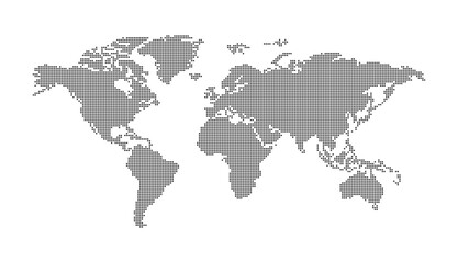 World continents. World map illustration. World map template with continents, North and South America, Europe and Asia, Africa and Australia