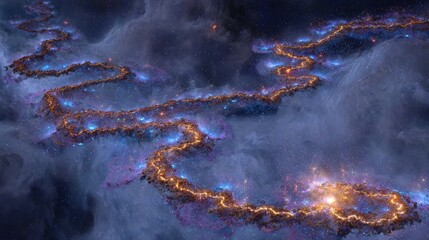 Cosmic Ribbon Nebula In Deep Space