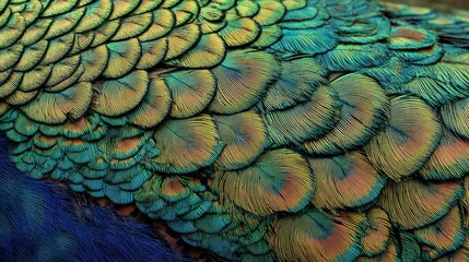 Peacock feather texture closeup