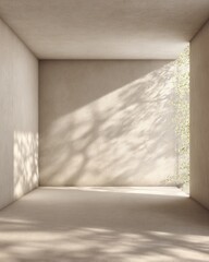 Empty Concrete Room With Sunlight And Shadows