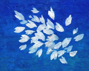 Abstract Blue and White Floral Design