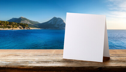 Coastal Card Mockup Seaside Scenery With Mountain Backdrop