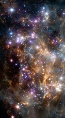 Starry Nebula With Colorful Star Clusters In Space