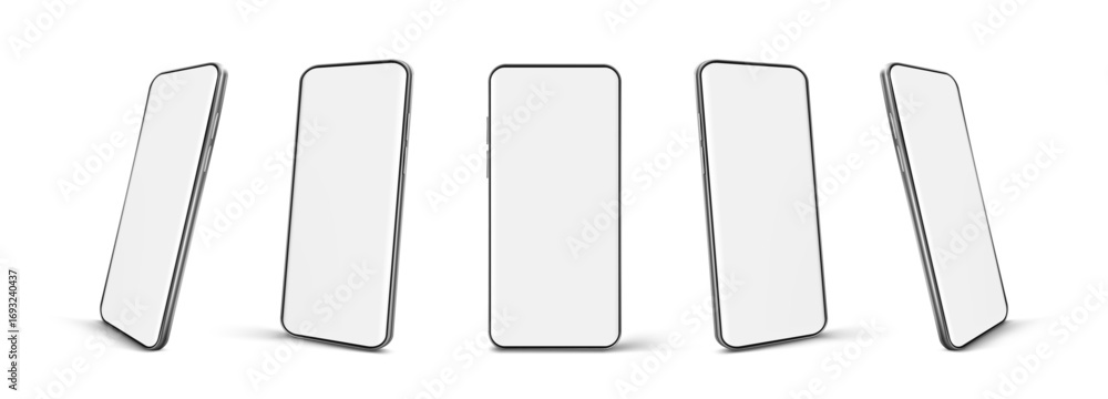 Aufkleber modern smartphone mockups in multiple angles vector set