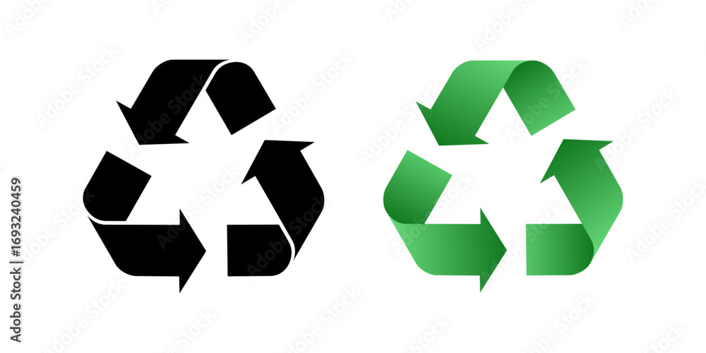 Poster recycling symbols in different styles vector set
