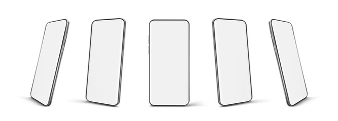 Modern Smartphone Mockups in Multiple Angles Vector Set