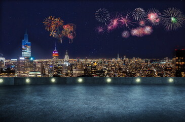 fireworks in the city night road landscape outdoor cityscape celebration hoilday happy new year

