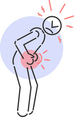 Icon of person with severe abdominal pain and visible physical discomfort