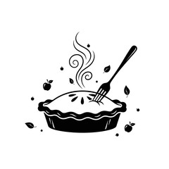 Winter male clothing icons illustration of a steaming apple pie with a fork vector