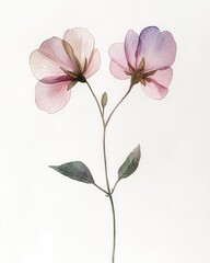 Fototapeta premium Delicate Watercolor Floral Wildflower Single Stem Art