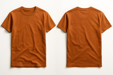 Burnt Orange T-Shirt Mockup – Front and Back View on White Background for Apparel Branding
