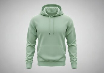 Plain Light Green Hooded Sweatshirt Mockup Design