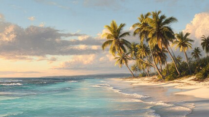 Obraz premium Tropical beach scene sunrise