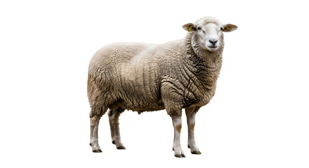 Fototapeta premium A single sheep standing isolated on white.