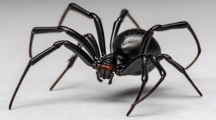 Black widow spider, hairy and shiny, horror detail, single object, isolated PNG cutout