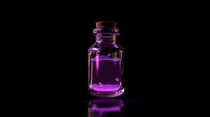 Potion bottle glowing purple, spooky Halloween magic, glass reflections, single object, PNG cutout style